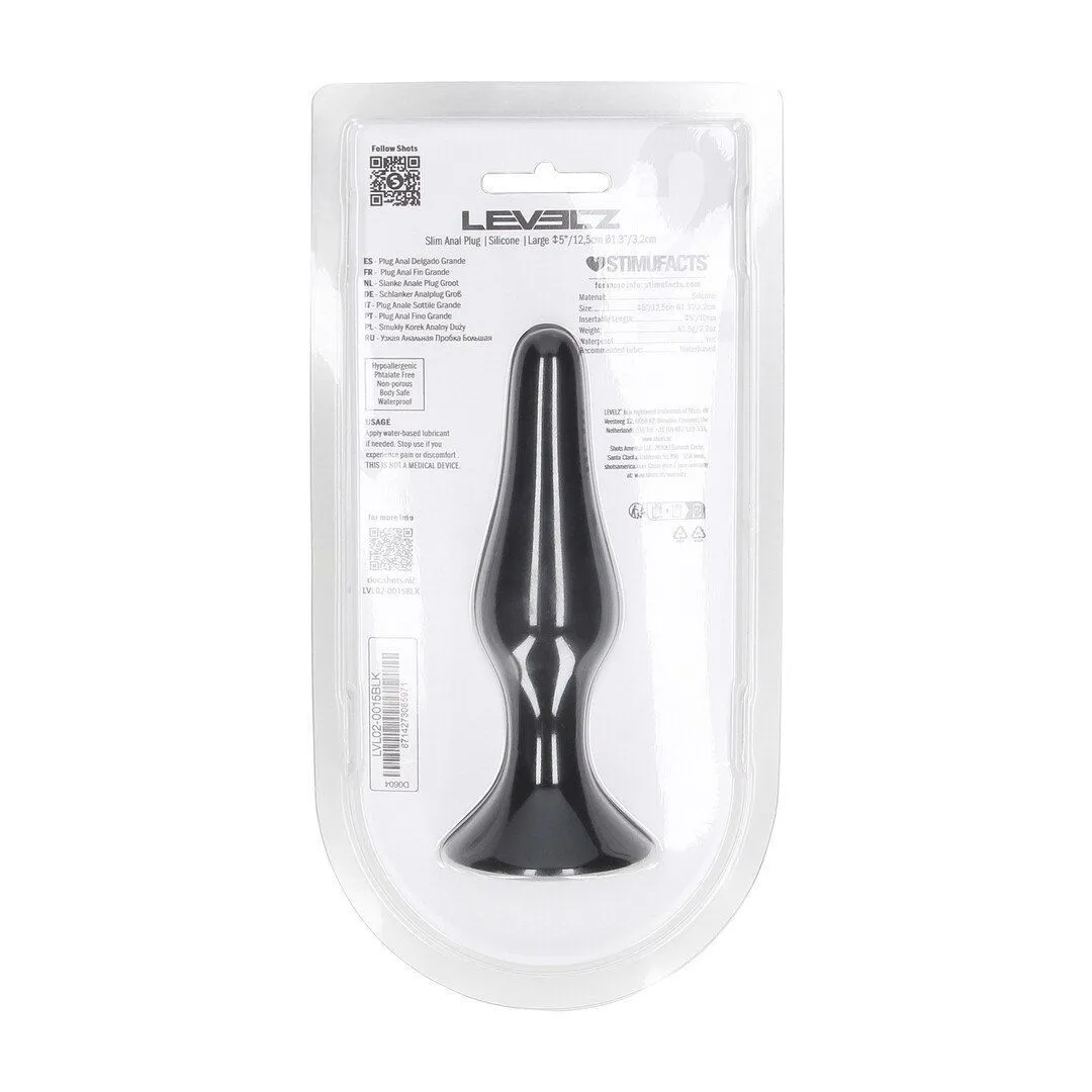 Анальна пробка Levelz Slim Anal Plug L, 12.5 см (чорний)