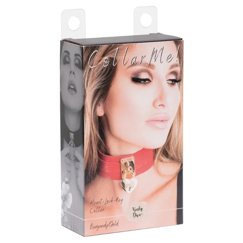 БДСМ нашийник Kinky Diva Collar Me! Heart-Lock-Key Collar (червоний)