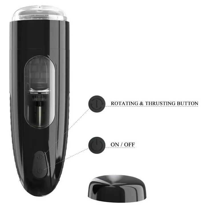 Pretty Love Marlon Rotating - Masturbator automatyczny, Czarny, 26, 5 cm