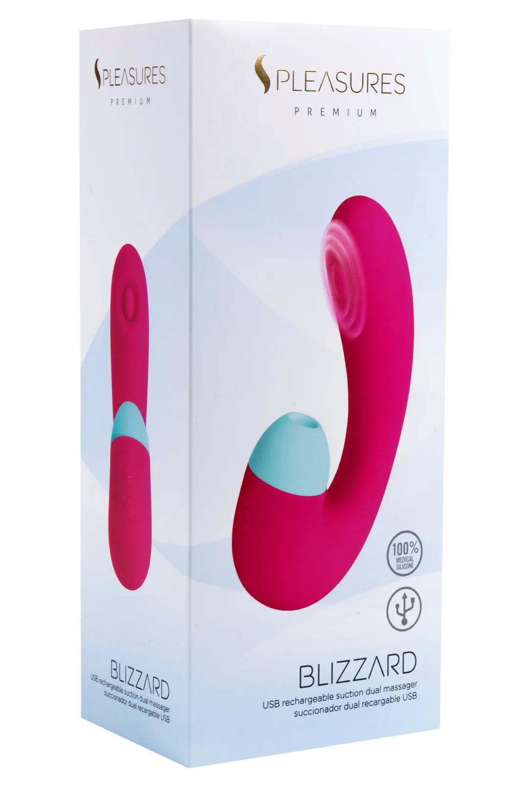 Pleasures Premium Blizzard - Bezdotykowy stymulator łechtaczki z wibracjami, Różowy, 14, 6 cm