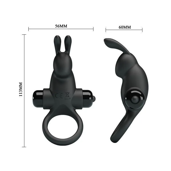 Ерекційне кільце Pretty Love Vibrant Penis Ring I, 11,3 см (чорний)