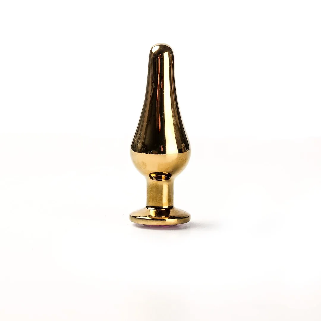 Simply Pleasure Slim Long - Korek analny z kryształkiem, Różowy, 7 cm