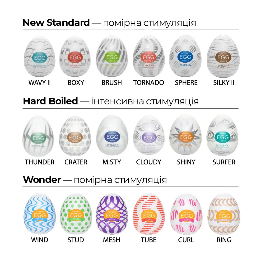 Tenga Egg Hard Boiled Cloudy - Masturbator jajko, Biały, 7 cm