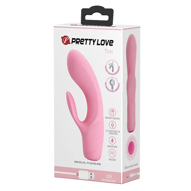 Вибратор-кролик Pretty Love Tim Vibrator Light, 15.5 см (розовый)