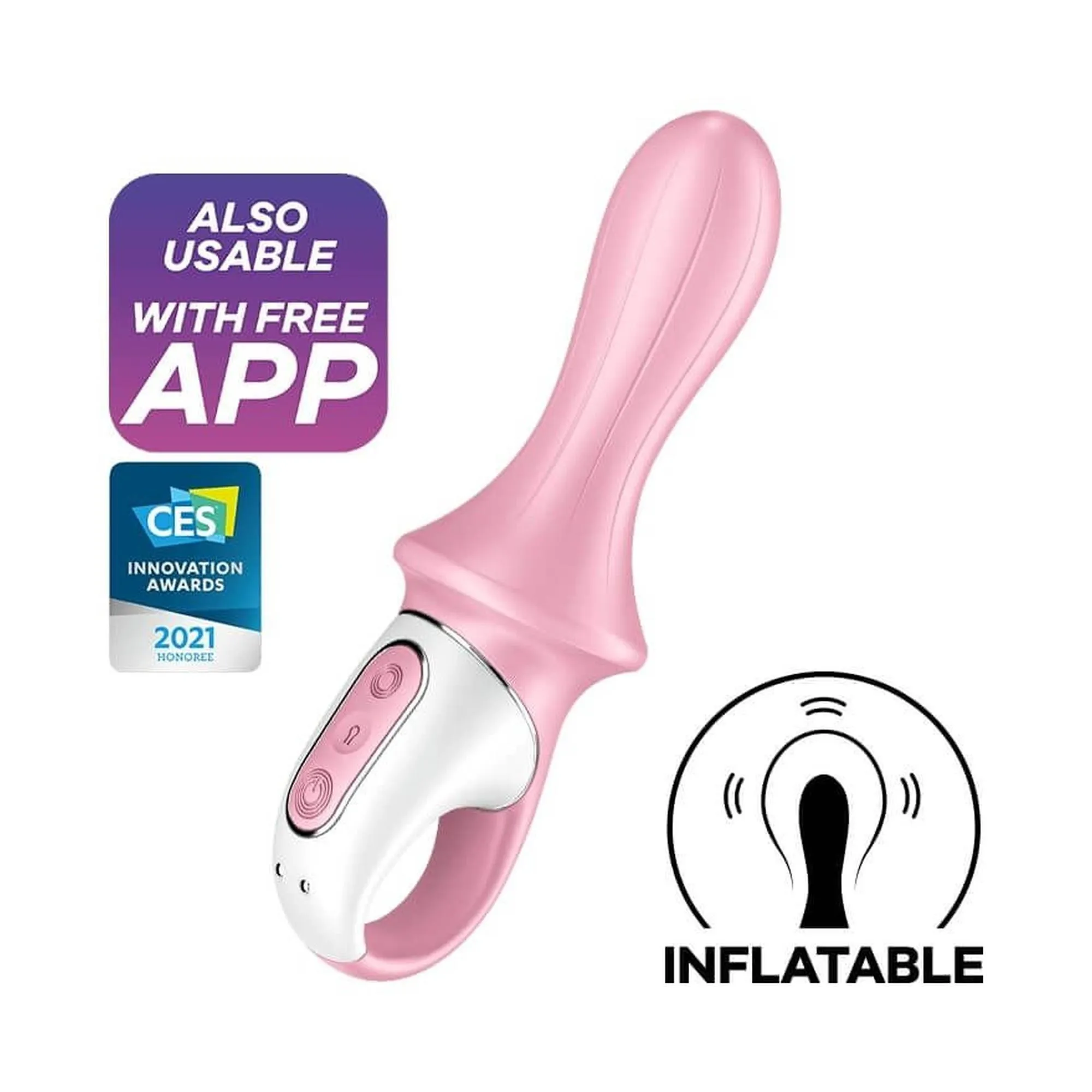 Satisfyer Air Pump Booty 5+ - Nadmuchiwany wibrator analny, Różowy, 19 cm