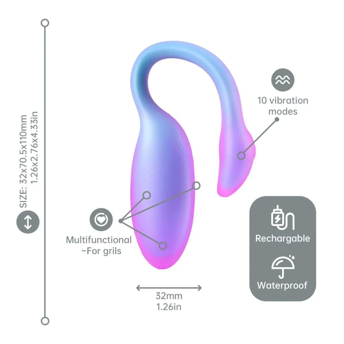 Magic Motion Magic Flamingo Max - Wibrujące jajko, Niebieski, 11 cm