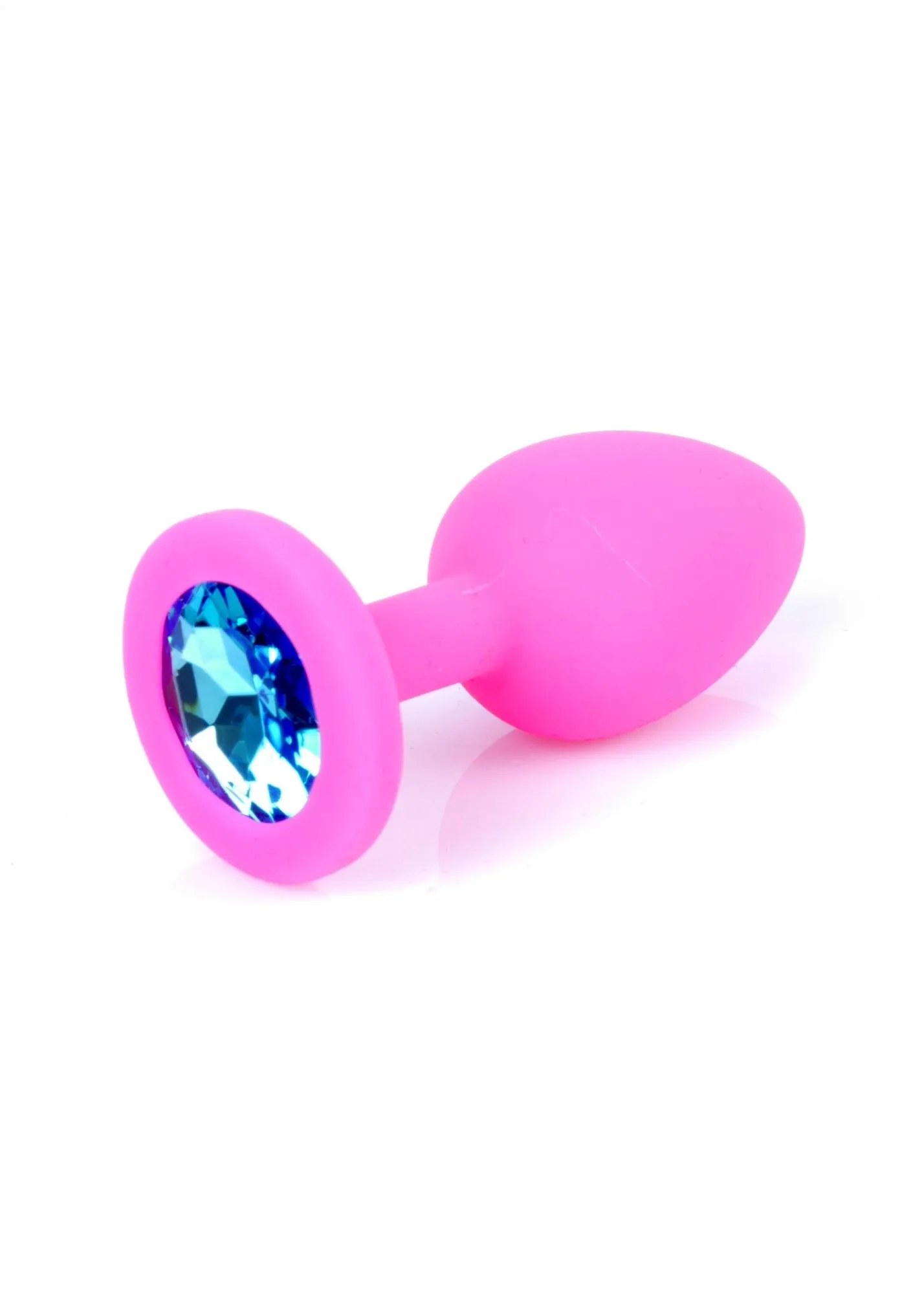 Силиконовая анальная пробка с кристаллом Boss Plug Jewellery, 7 см (голубой)