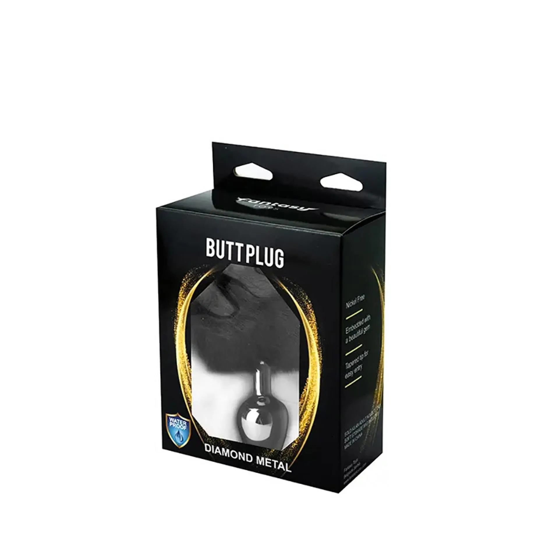 Анальна пробка Fantasy Butt Plug bunny tail, 7 см (чорний)