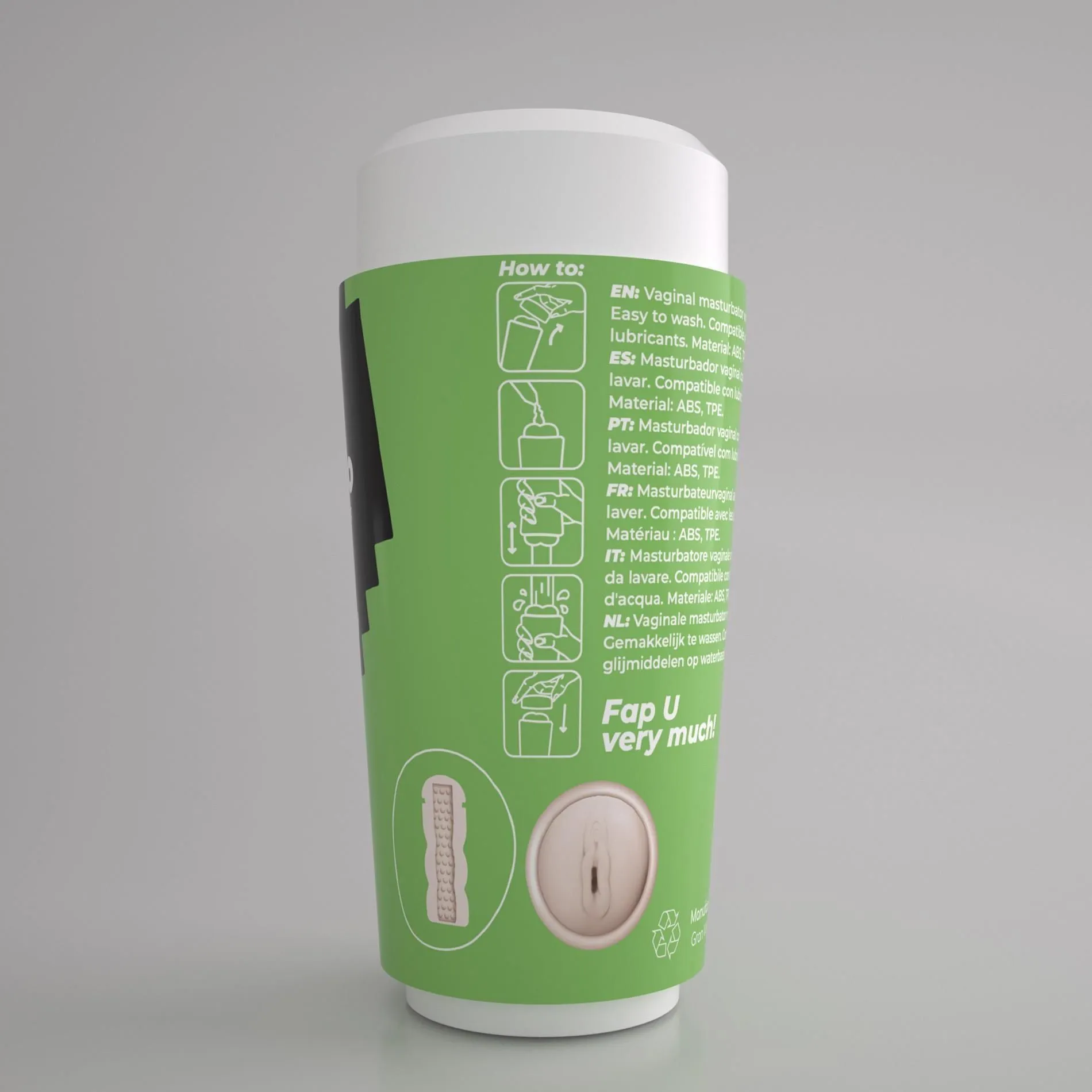 Crushious Fappucino Creamy Puss - Masturbator, Zielony, 16 cm
