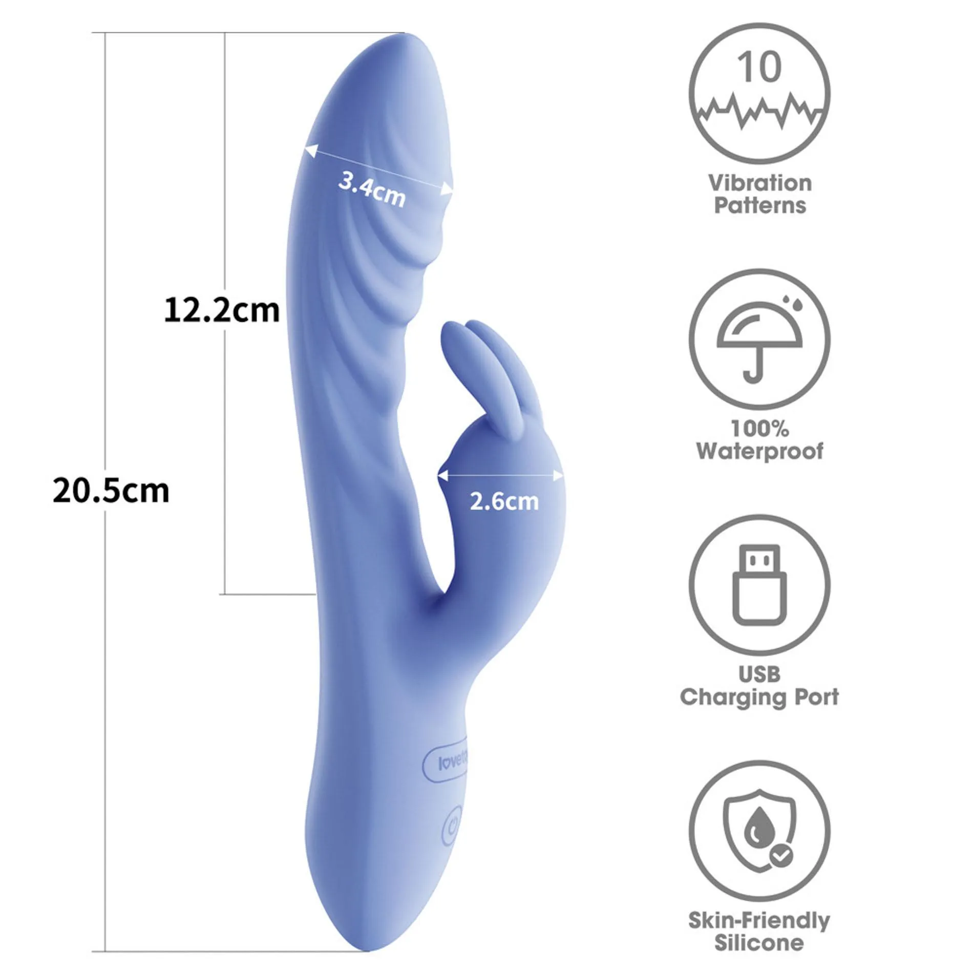 Вібратор L'Allure Swirl Rechargeable, 20.5 см (блакитний)