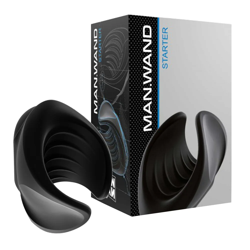MANWAN Starter - Masturbator z wibracją, Czarny, 8 cm