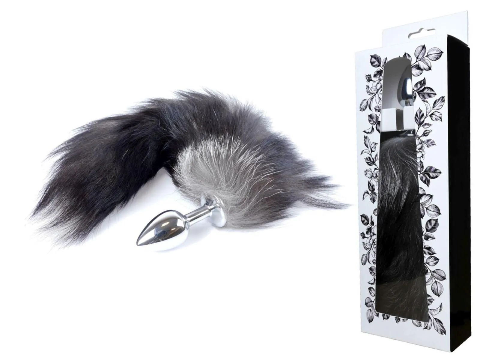 B - Series HeavyFun Fox Tail Black XXL - Korek analny, Czarny, 9 cm