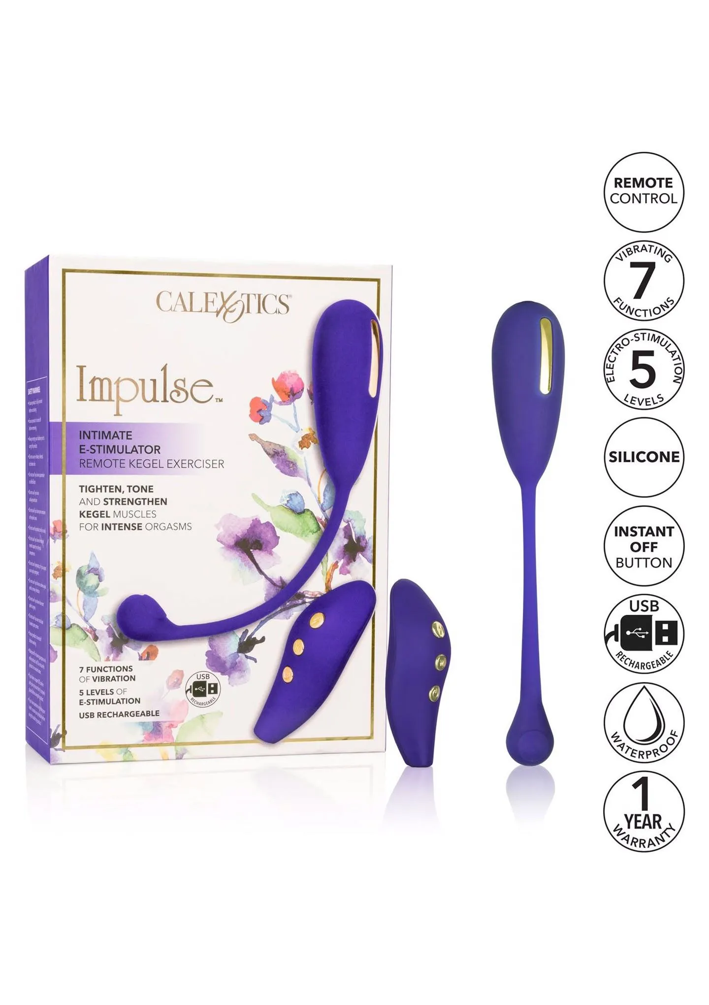 Виброяйцо Calexotics Estim Remote Kegel, 7.5 см (синий)