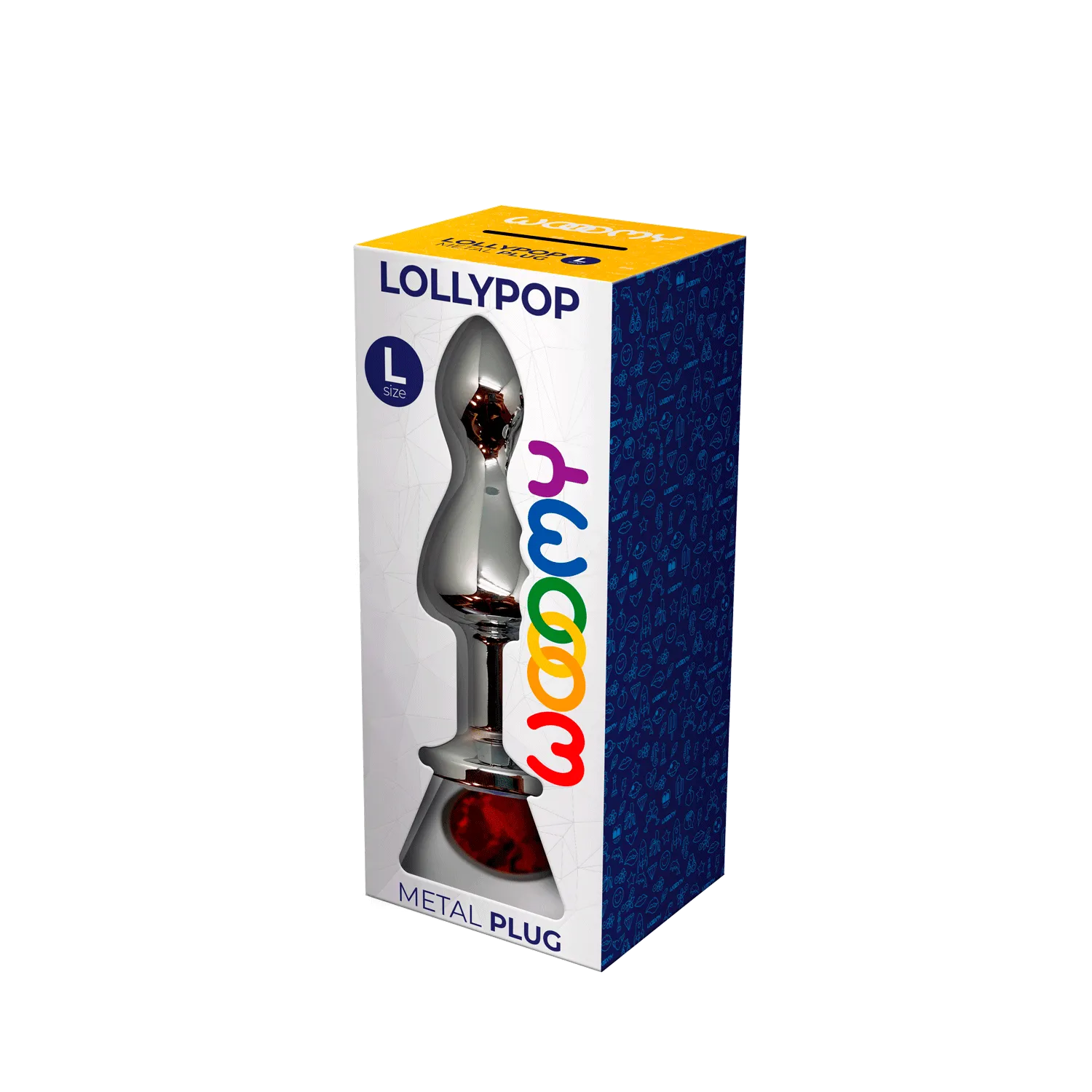 Анальная пробка с кристаллом Wooomy Lollypop Double Ball L, 10.5 см (красный)