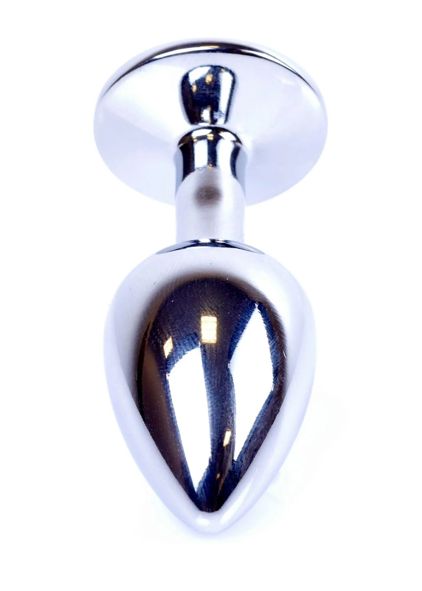 Металлическая анальная пробка с кристаллом Boss Jewellery Silver Plug Dark, 7 см (голубой)