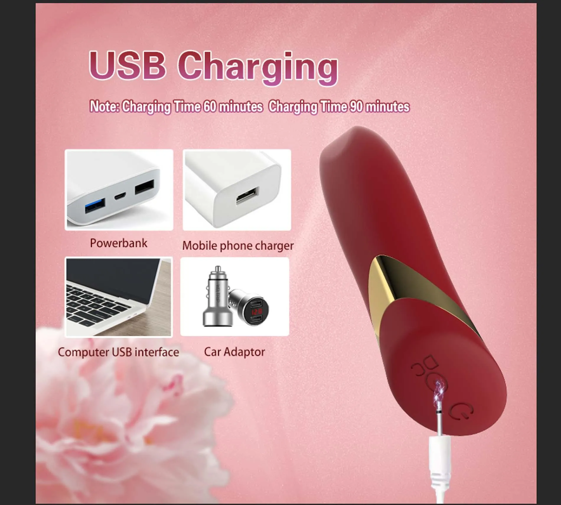 B - Series Cute Lipstick Bullet - Mini-wibrator, Czerwony, 10.2 cm