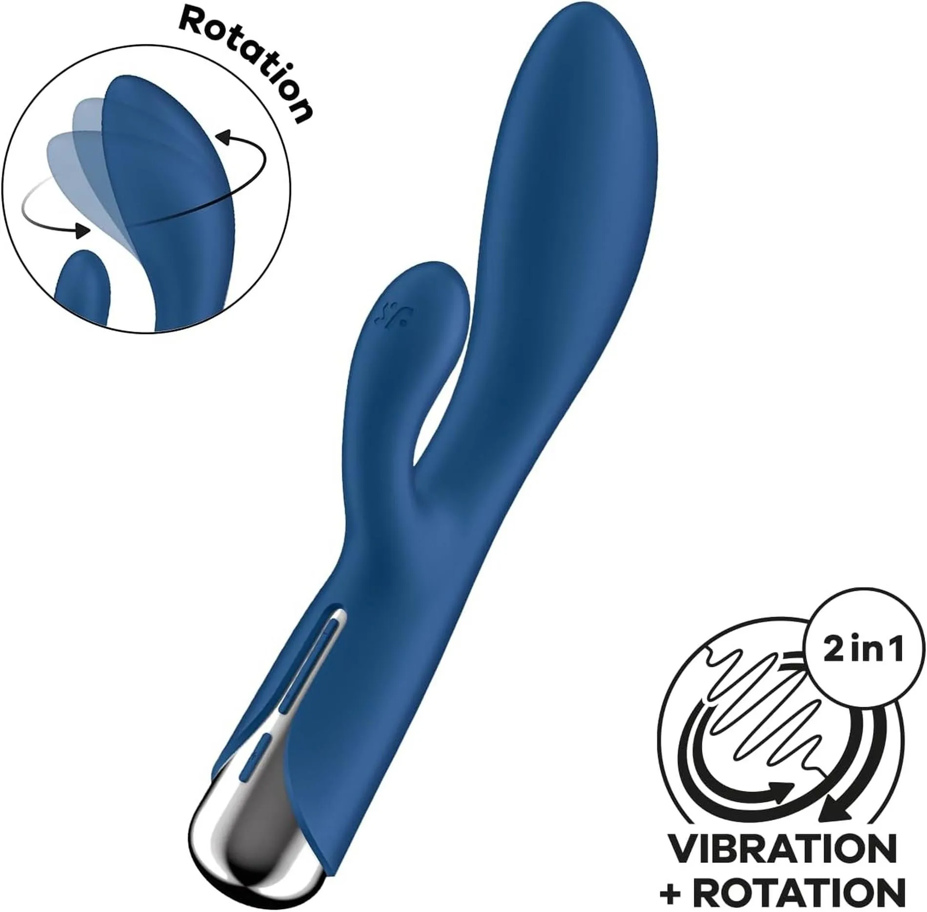 Satisfyer Spinning Rabbit 1 - Wibrator królik, Niebieski, 20 cm