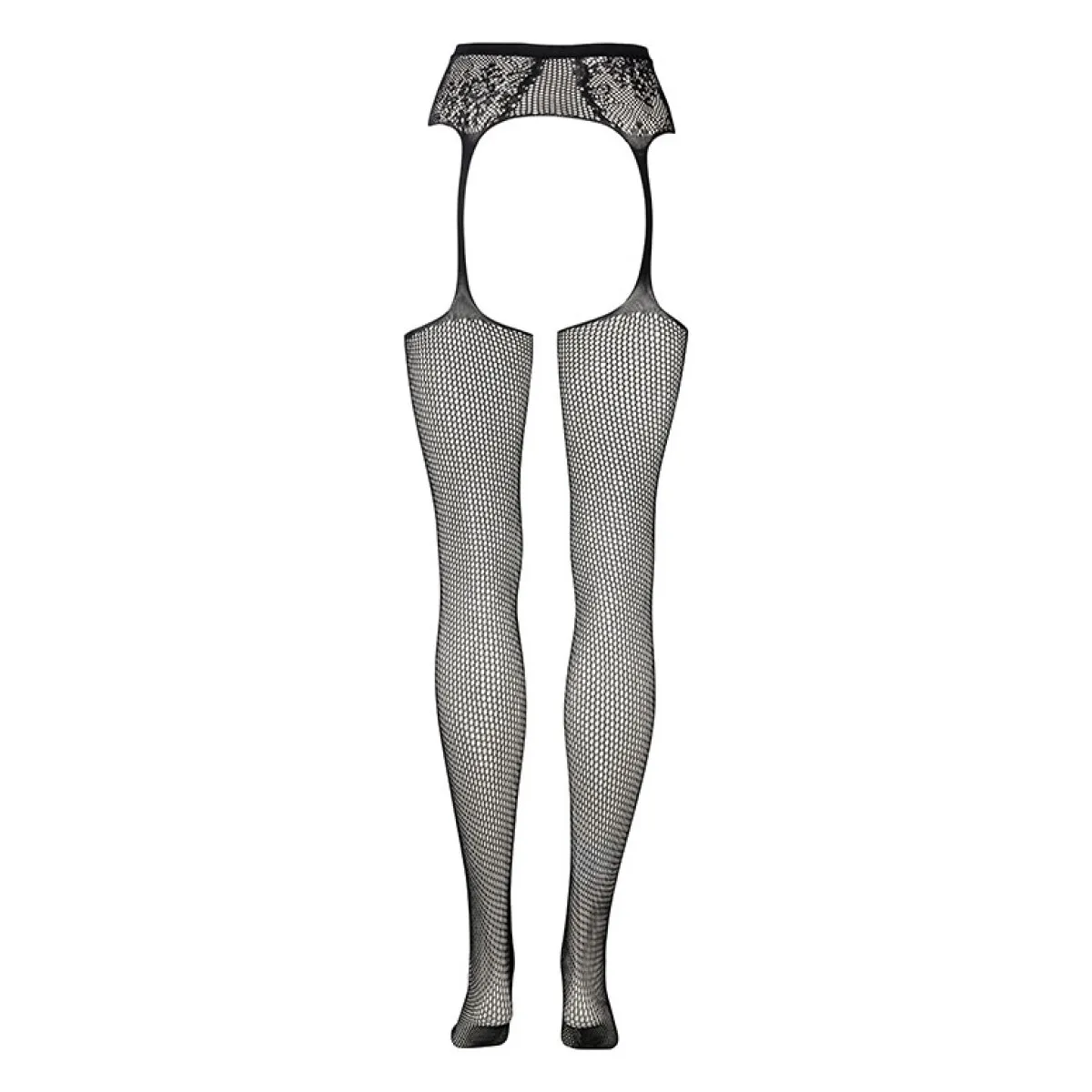 Чулки с поясом Le Désir Fishnet and Lace Garterbelt, S-XL (черные)