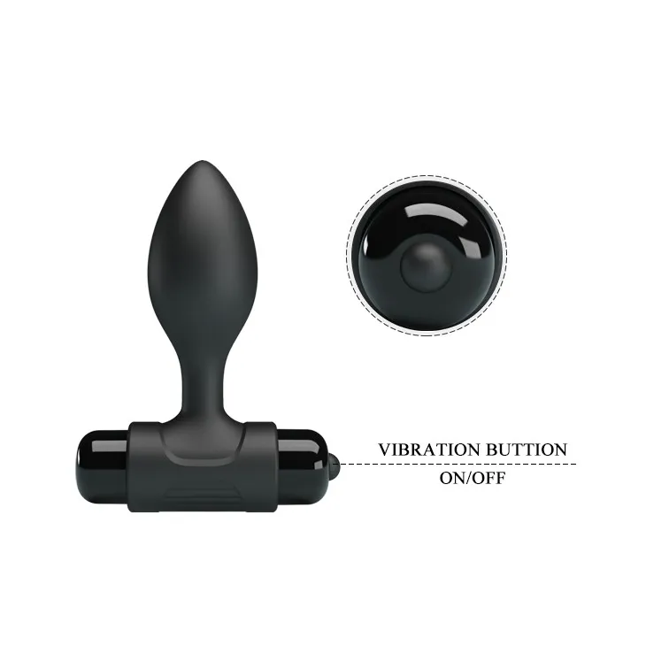 Pretty Love Vibra Butt Plug - Korek analny z wibracjami, Czarny, 8, 6 cm