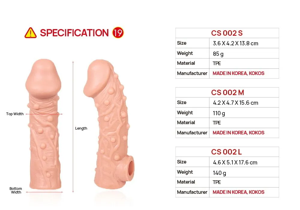 Kokos Cock Sleeve CS 002 M - Nakładka na penisa, W kolorze cielistym, 15.6 cm