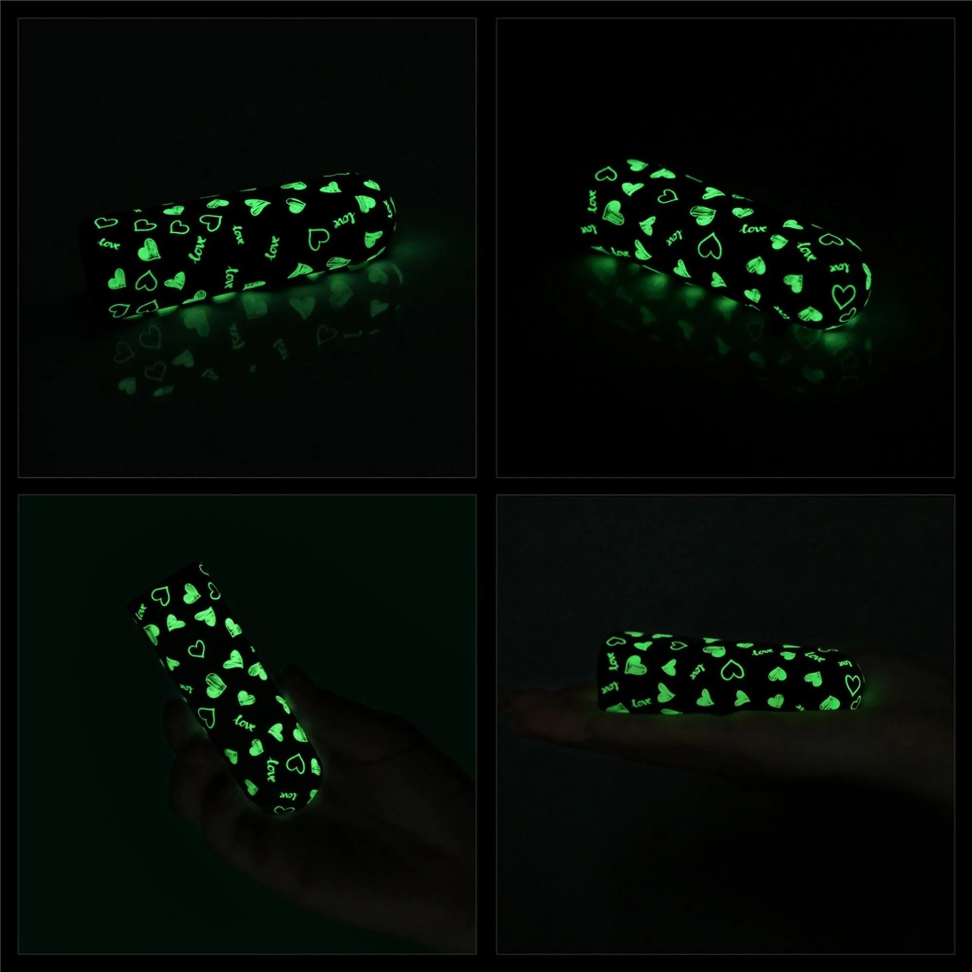 Вібратор для клітора LoveToy Heart Massager Glow In The Dark, 8,5 см (чорний)