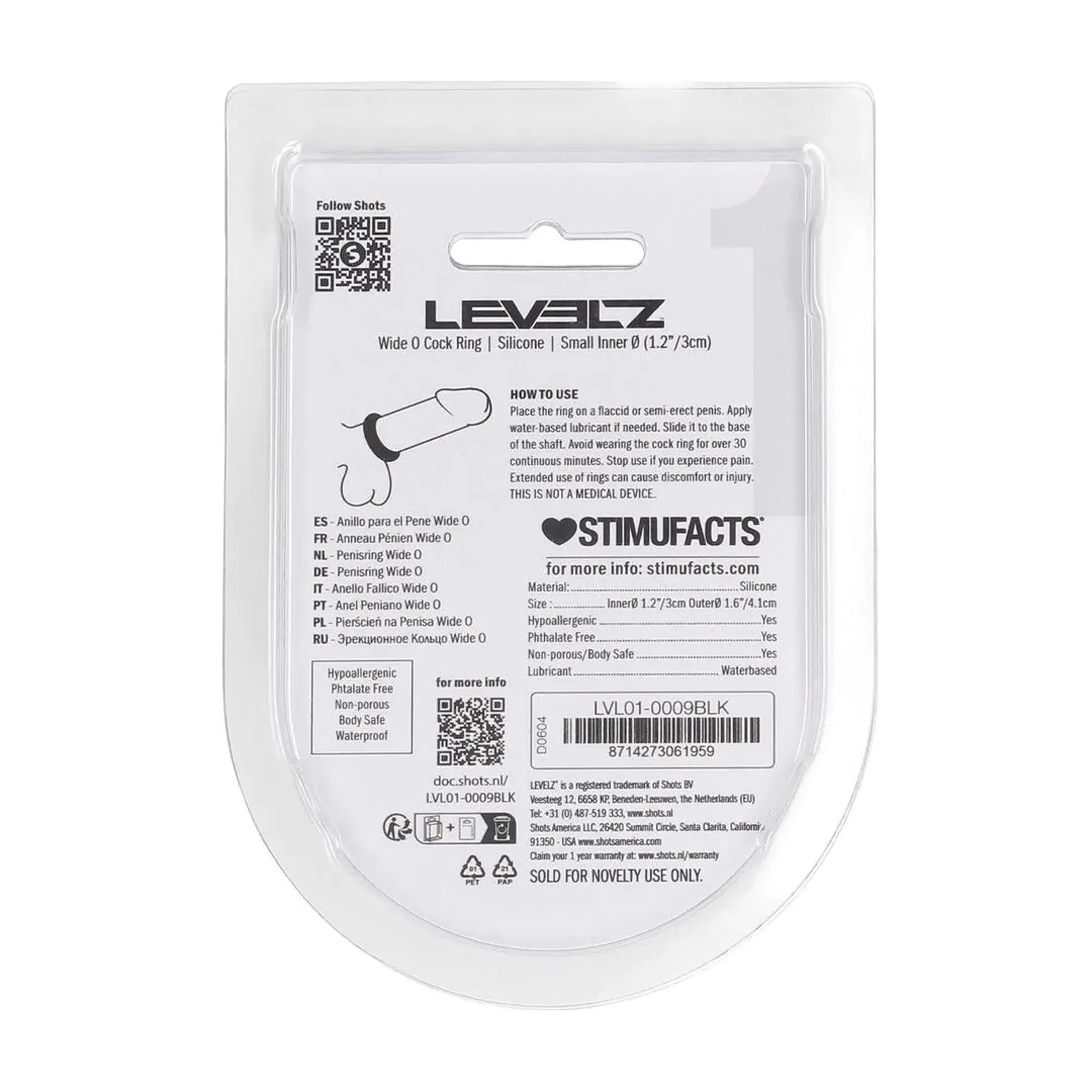Ерекційне кільце Levelz Wide O Silicone Cockring S, 3 см