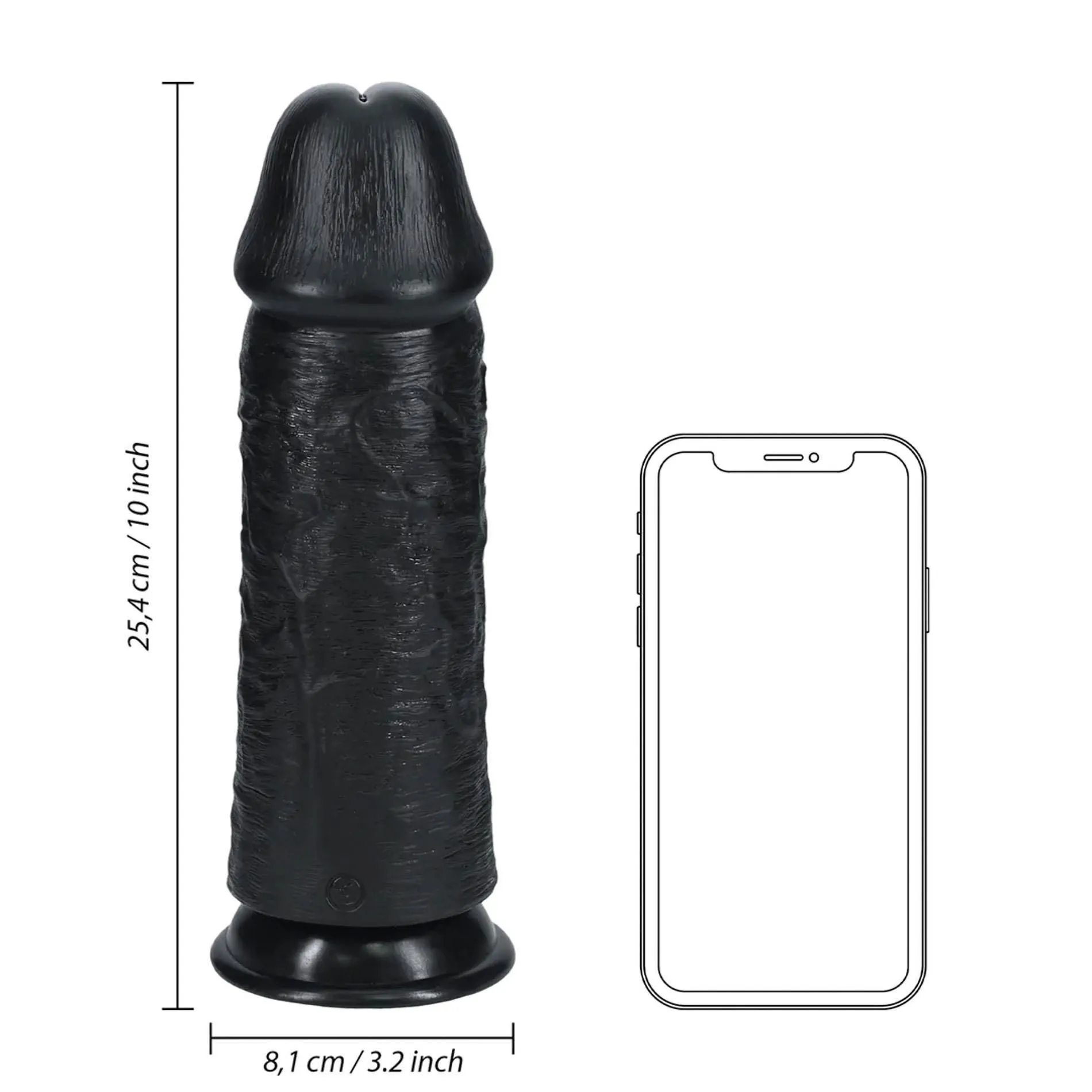 Фаллоимитатор RealRock Extra Thick, 25.4 см (черный)