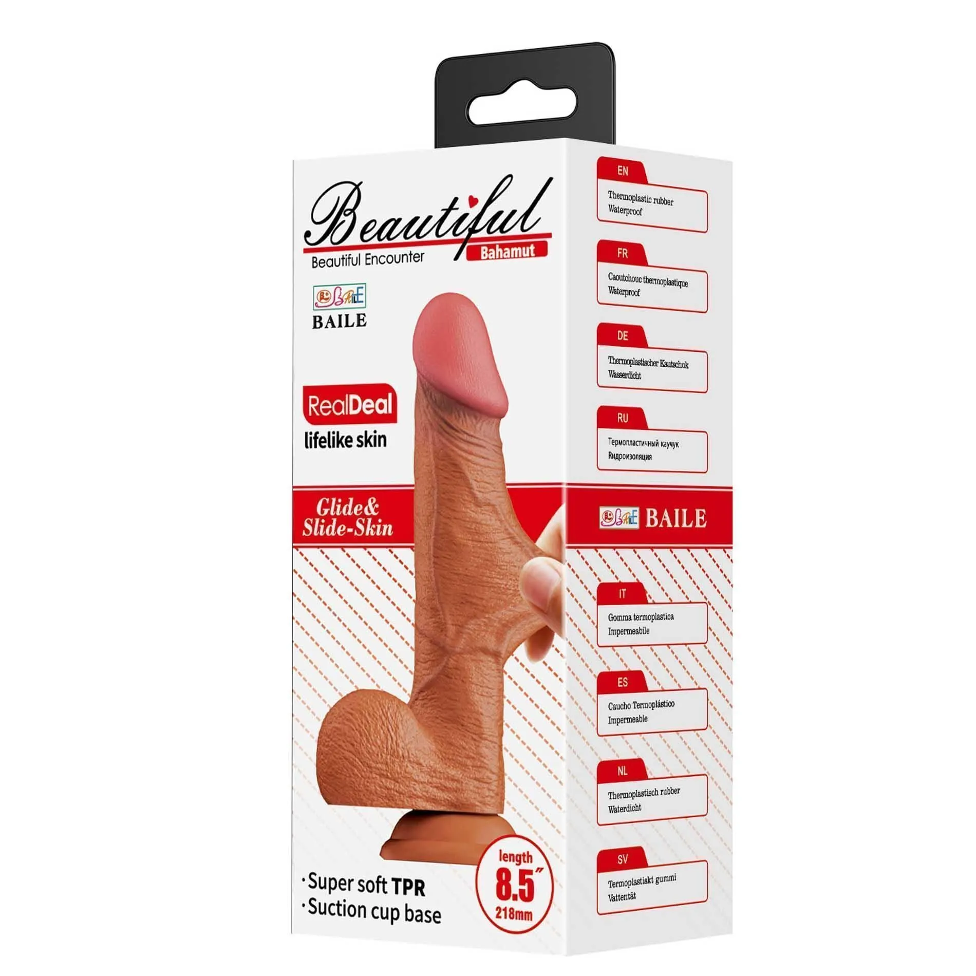 BAILE RealDeal 8.5" - Dildo, Brązowy, 21.8 cm