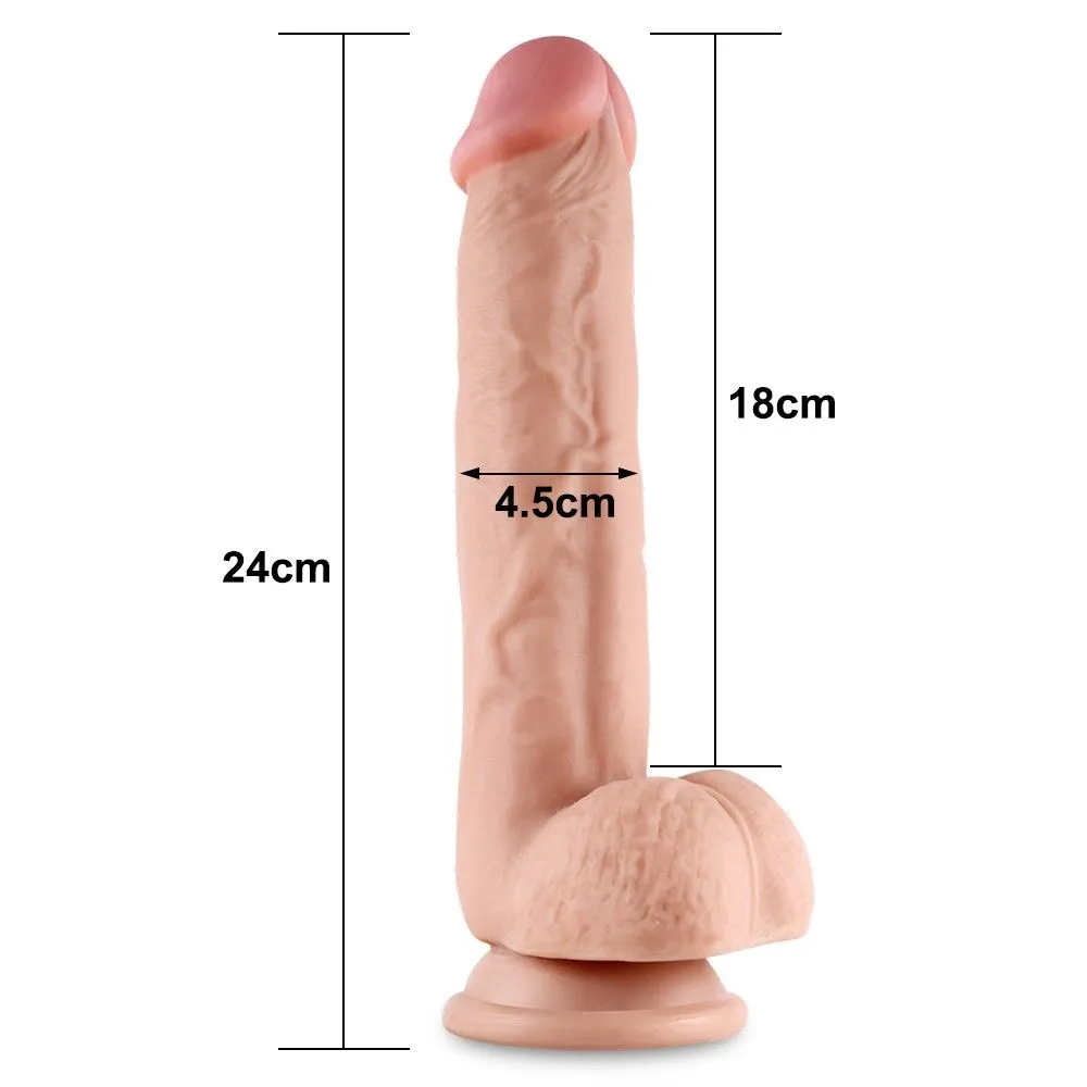 Фалоімітатор Lovetoy Sliding-Skin Dual Layer Dong 9, 24 см (тілесний)