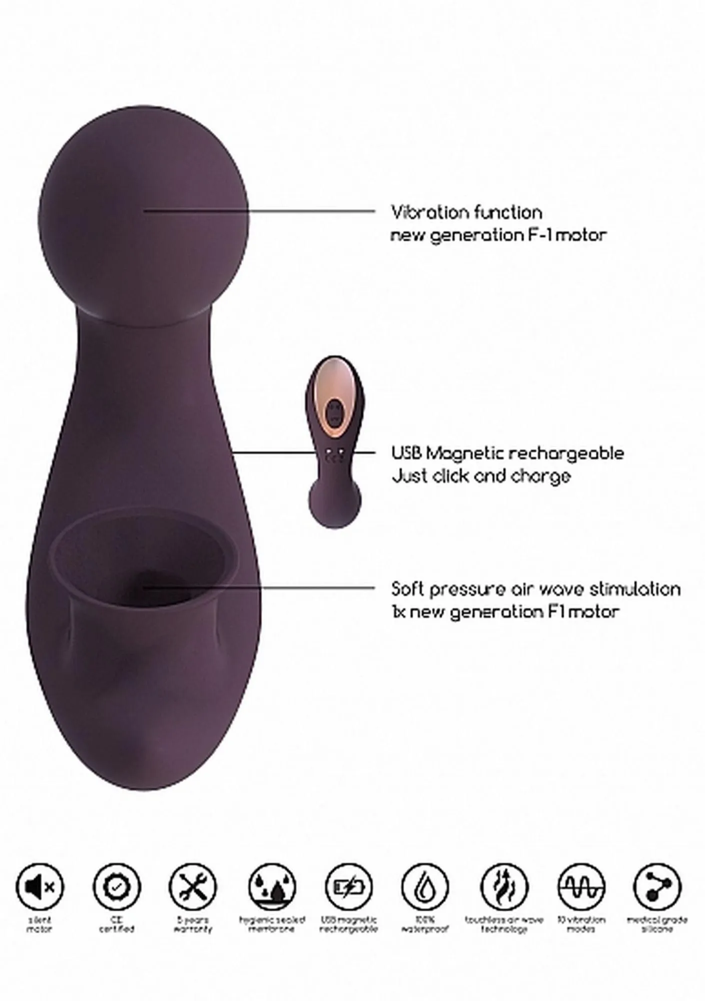 Вакуумный стимулятор клитора с вибрацией Desirable Bendable Air Pulse (фиолетовый)