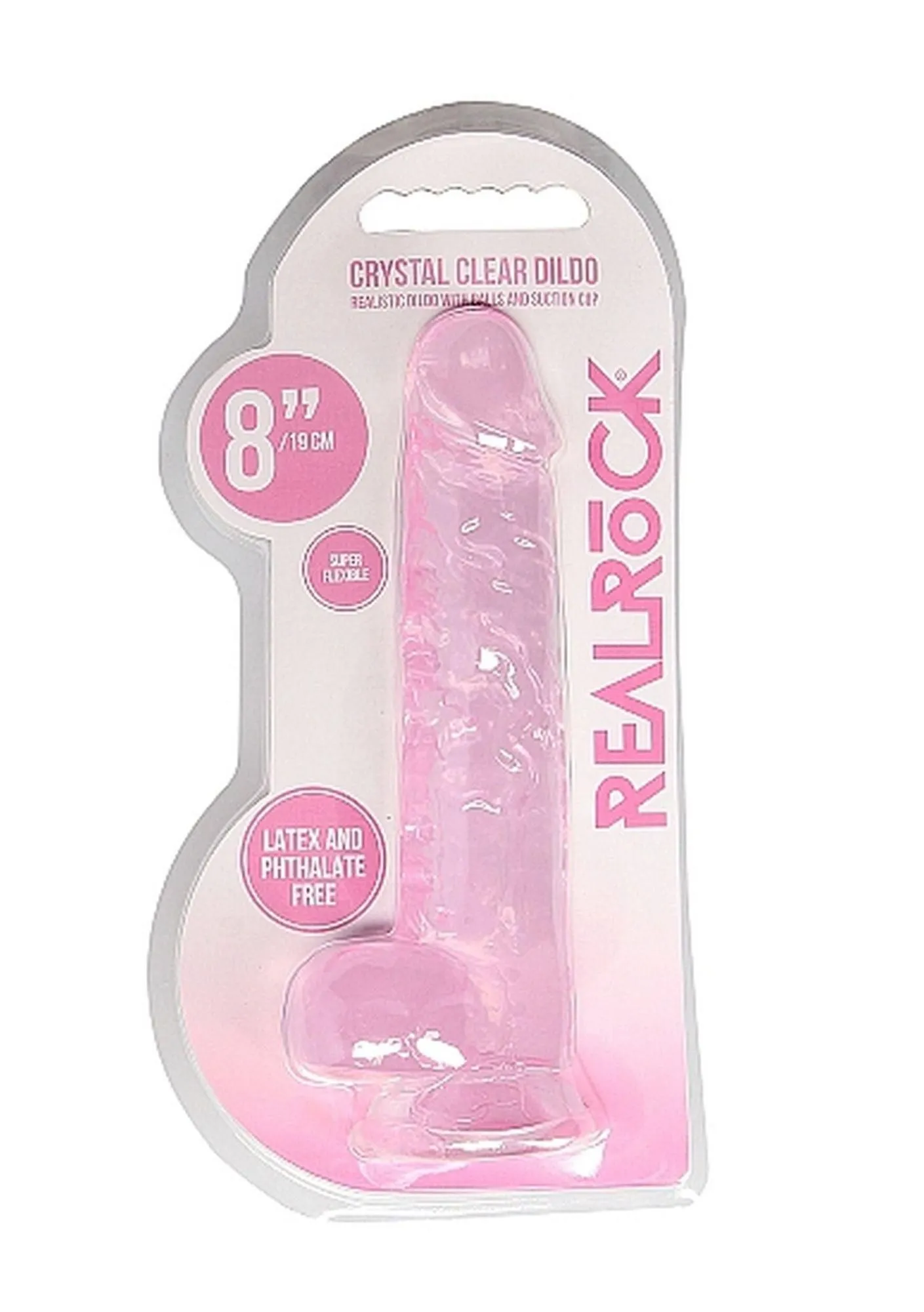 Фалоімітатор RealRock Crystal Clear 8”, 21 см (рожевий)