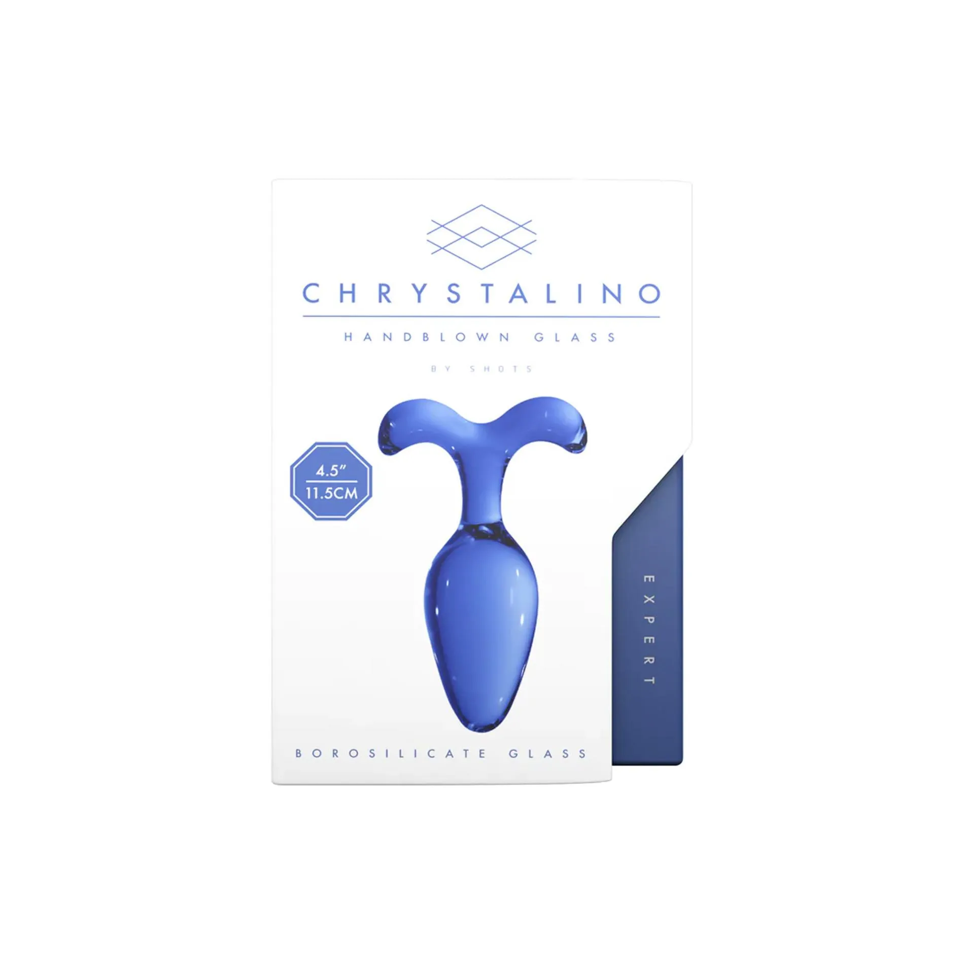 Анальная пробка Chrystalino Expert Glass Butt Plug, 11.5 см (синий)