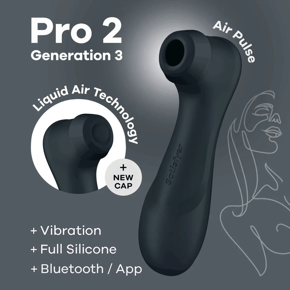 Вакуумний стимулятор клітора з вібрацією Satisfyer Pro 2 Generation 3 Connect App (чорний)