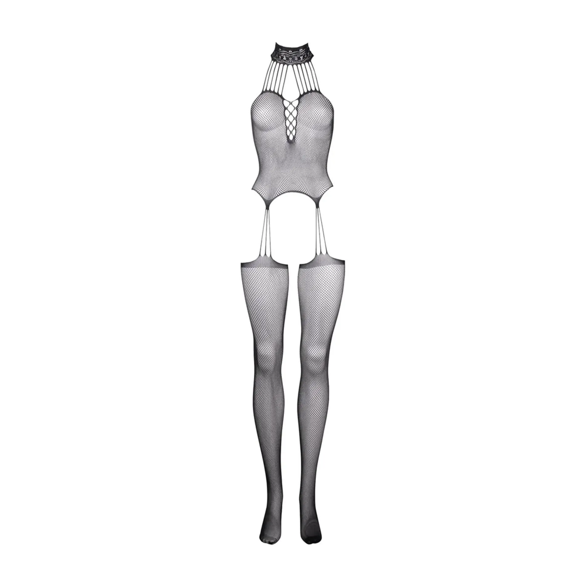 Le Désir Suspender Fishnet Choker - Bodystocking, One size