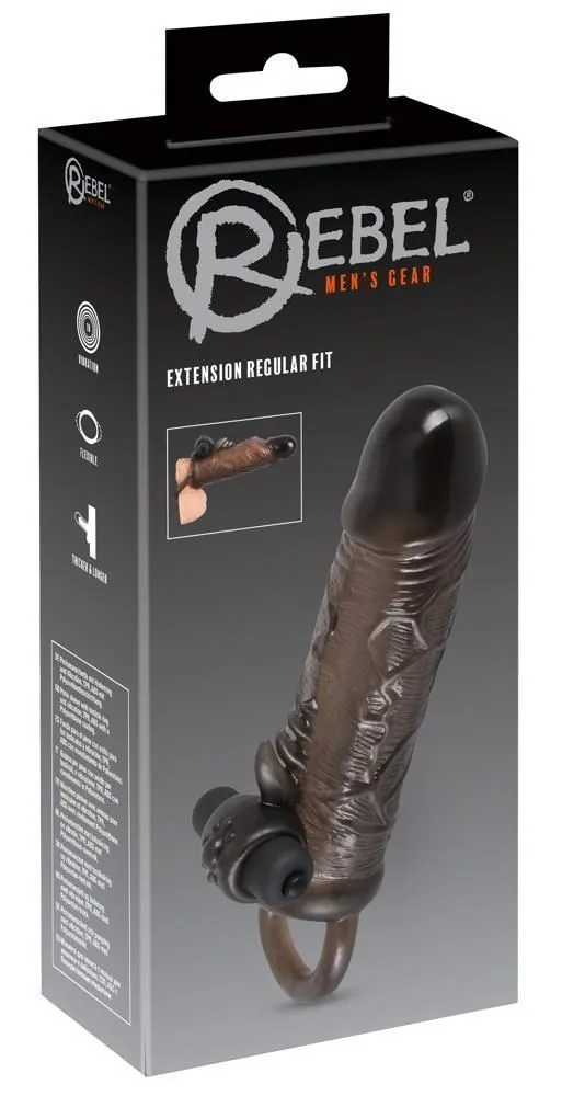 Насадка на пеніс Rebel Extension Regular Fit Penissleeve, 19 см (чорний)