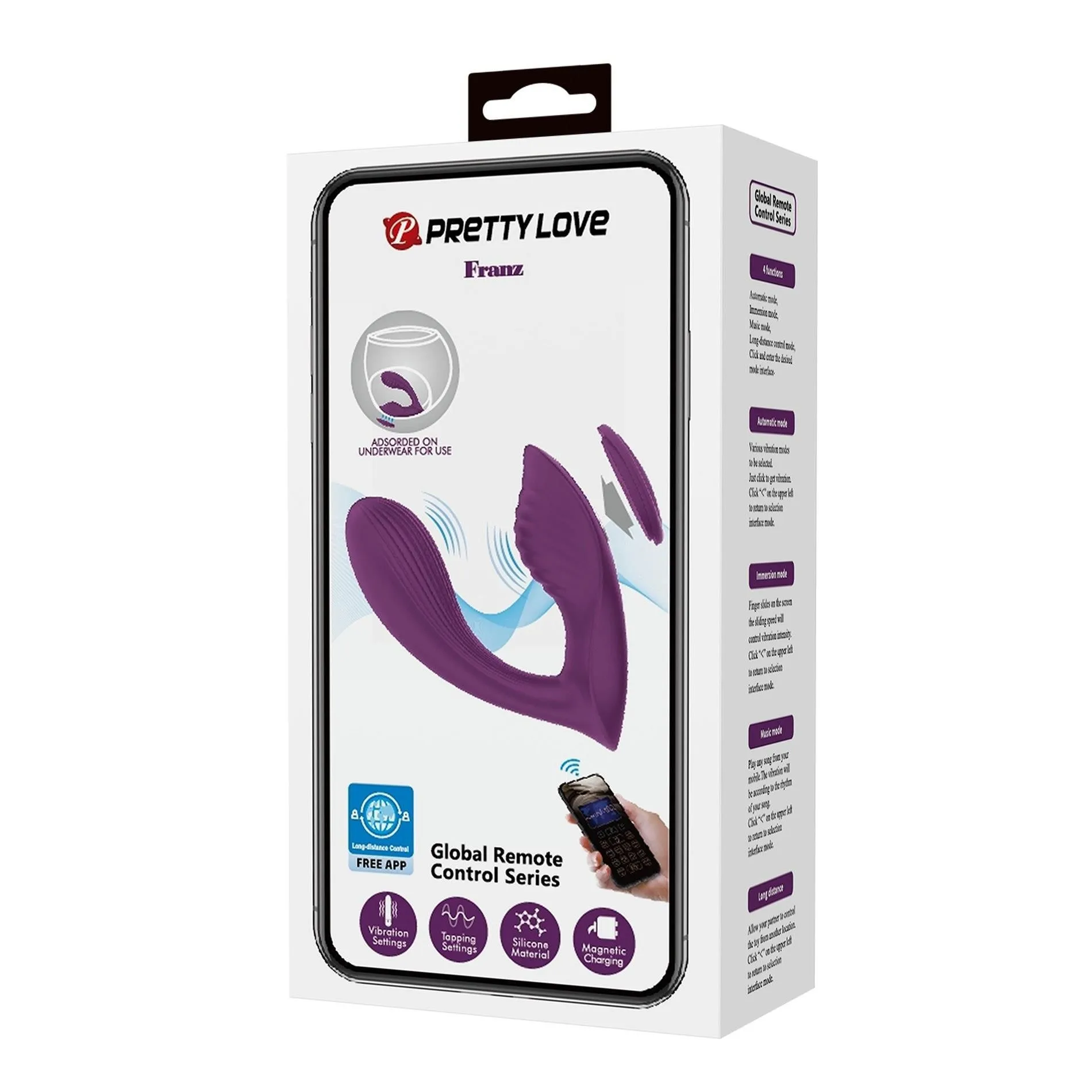 Pretty Love Franz - Wibrator do majtek, Fioletowy, 11 cm