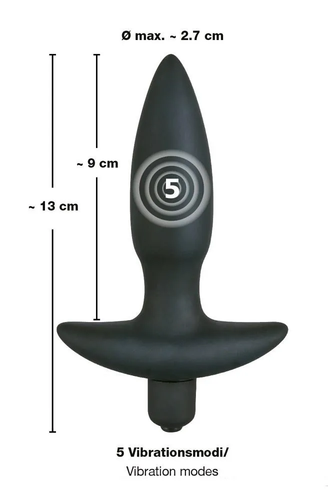 Анальная пробка с вибрацией Black Velvet S, 13 см (черный)