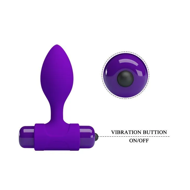 Анальна пробка Pretty Love Vibra Butt Plug, 8,6 см (фіолетовий)