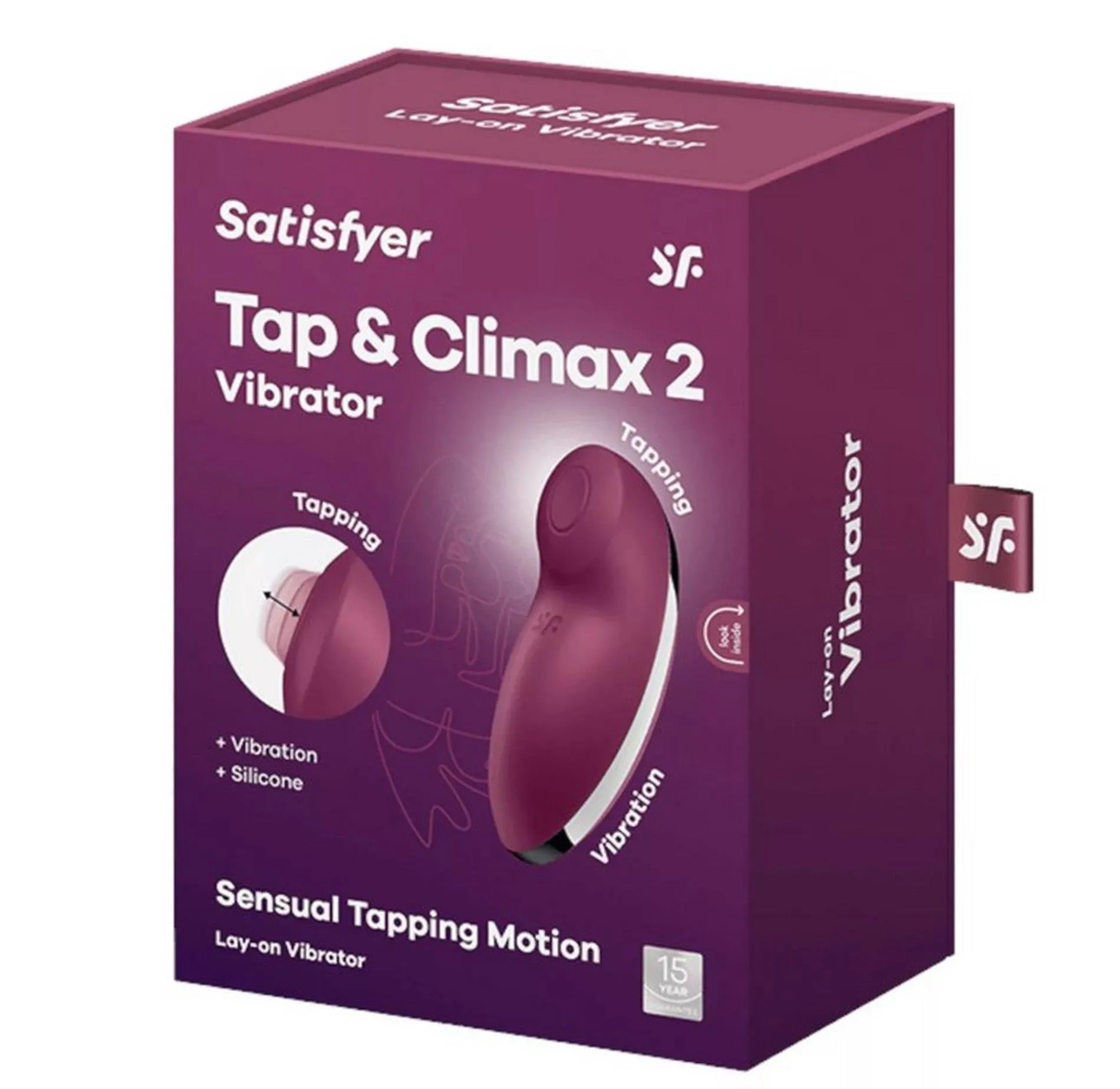 Satisfyer Tap Climax 2 - Wibrator łechtaczkowy, Bordоwy, 11 cm