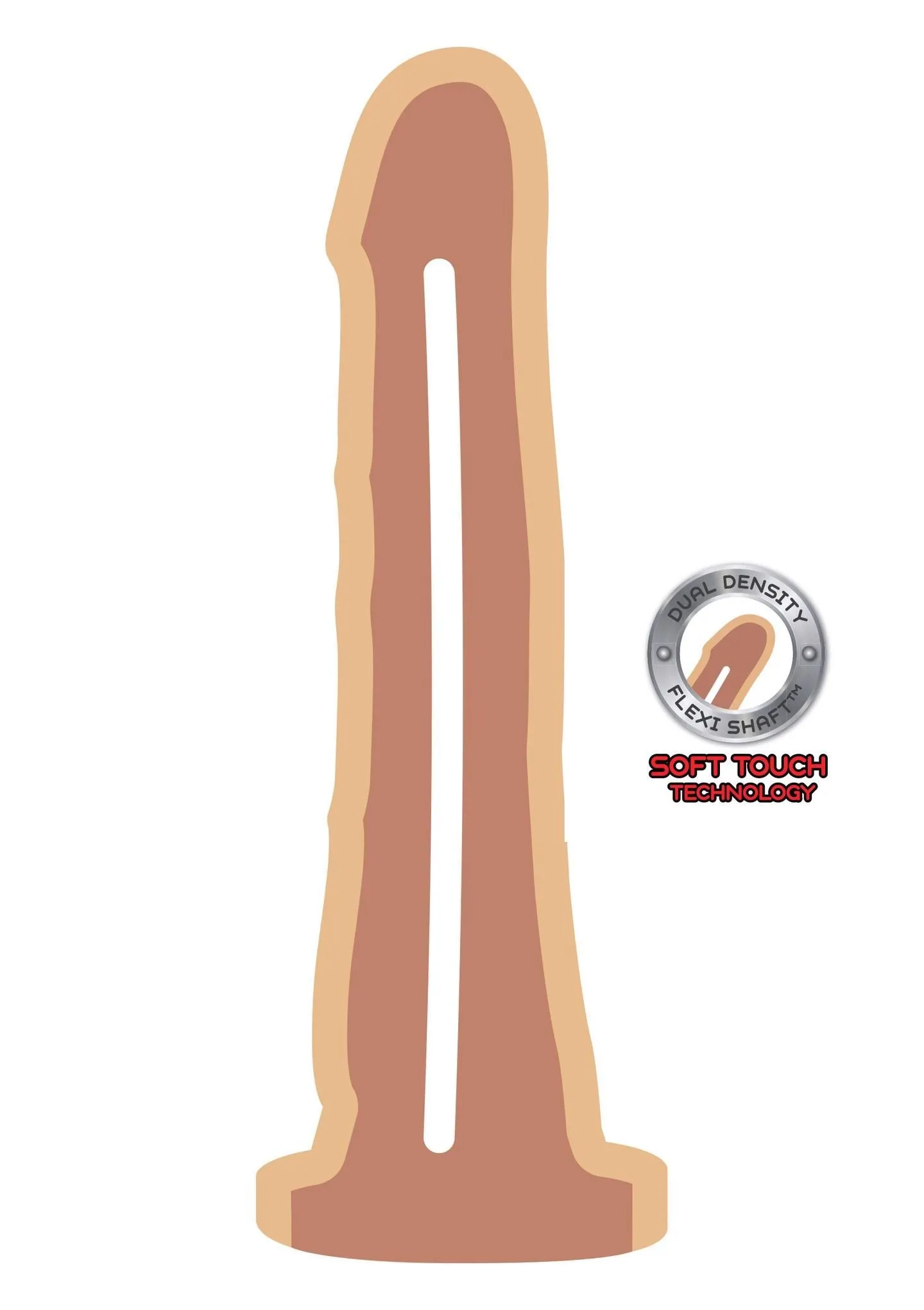 TOYJOY Dual Density Dong 7.5 inch - Dildo, W kolorze cielistym, 19 cm