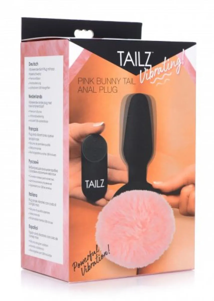Korek analny Tailz Pink Bunny Tail, 19 cm (czarny)