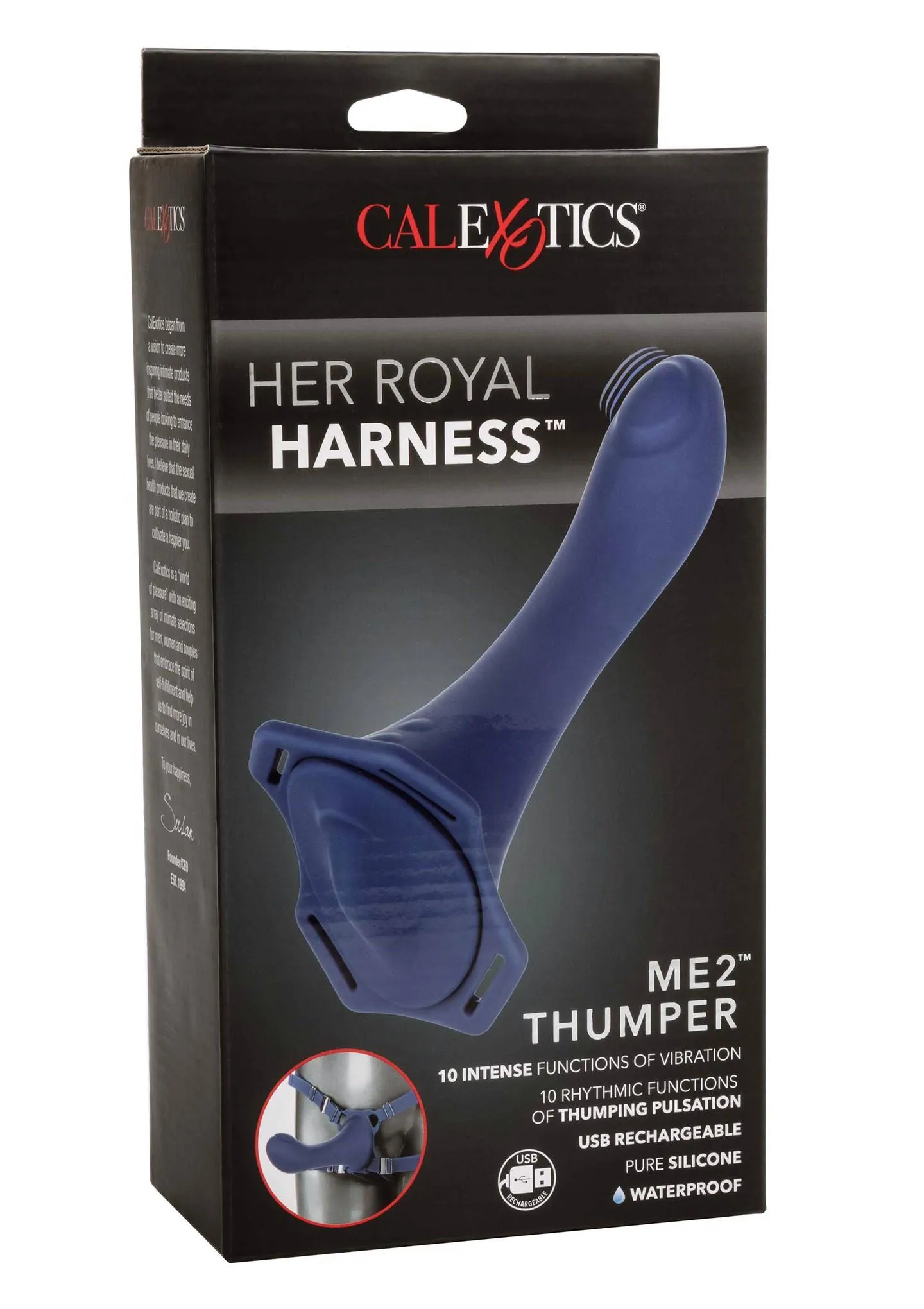 Страпон Calexotics Her Royal Harness Me2 Thumper, 14 см (синий)