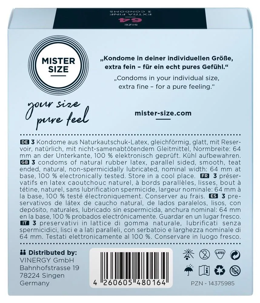Презервативи Mister Size 64, 3 шт