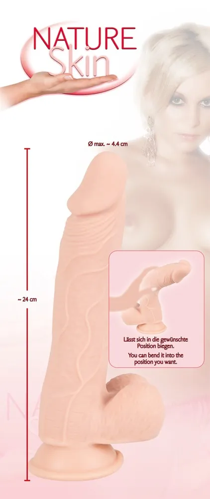 Фаллоимитатор Orion Nature Skin Medium Bendable, 24 см (телесный)