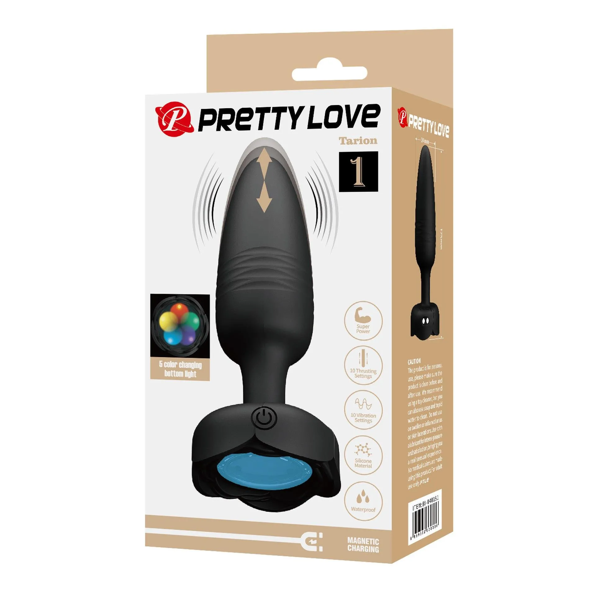 Анальная пробка Pretty Love Tarion, 12.5 см (черный)