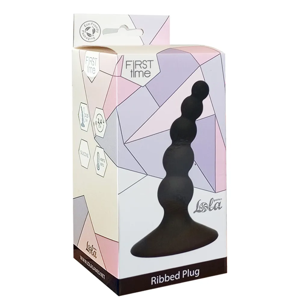Анальна пробка Lola Games Ribbed Plug, 10.5 см (чорний)