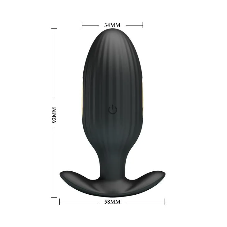 Анальная пробка Pretty Love Jefferson Electric Shock Stimulator, 9.2 см (черный)
