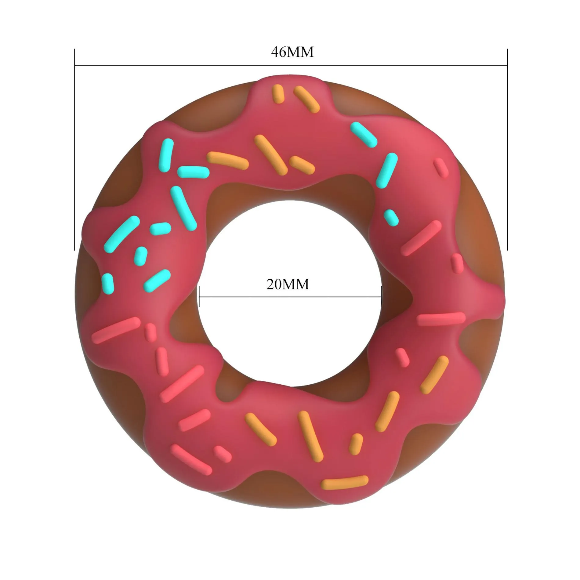 Pretty Love Super Donut Cock Ring - Pierścień erekcyjny, Różowy, 4.6 cm