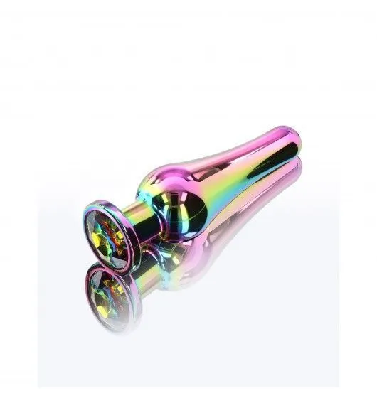 TOYJOY Twilight Bum Bijou Medium - Korek analny z kryształkiem, Tęcza, 11 cm, M