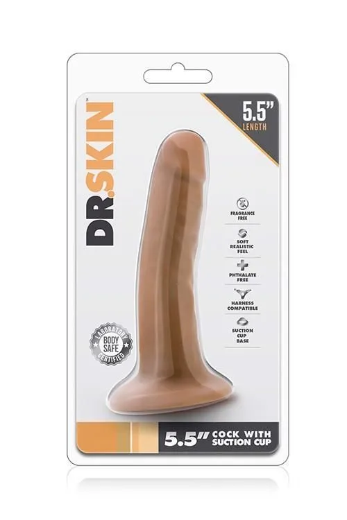 Blush Dr. Skin 5.5 Inch - Dildo, Brązowy, 14 cm